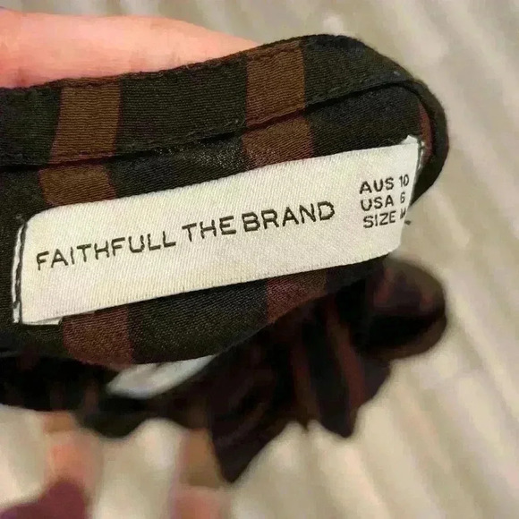 FAITHFULL THE BRAND | Guanabo Jumpsuit in Espresso Mazur Stripe, Size Medium - Picture 7 of 9